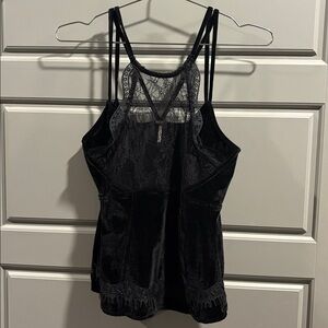 Free People Black Velvet & Lace Top